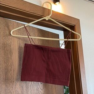 Burgundy Ribbed Crop Top
